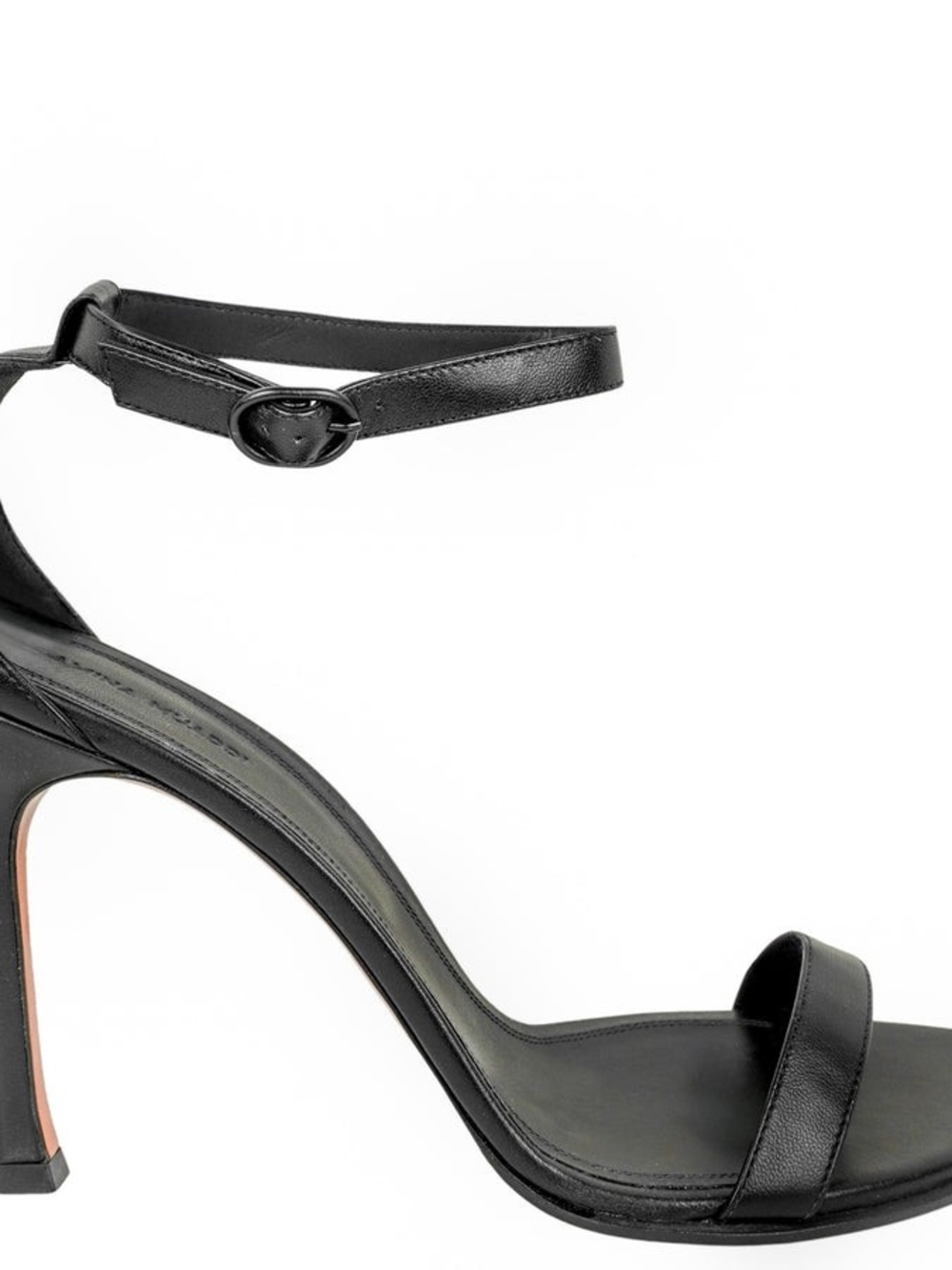 Amina Muaddi Black Kim Leather Ankle-Strap Stiletto Sandals - Picture 2 of 15